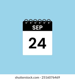 Recordatorio del calendario del 24 de septiembre. 24 de septiembre Fecha Mes Calendario icono de diseño Plantilla.