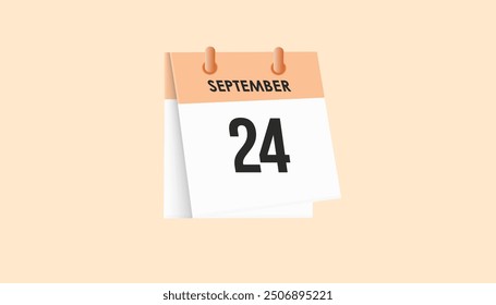 September 24 - calendar and Time planner. Daily Calendar Icon reminder. Vector Illustration.