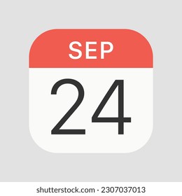 September 24 icon isolated on background. Calendar symbol modern, simple, vector, icon for website design, mobile app, ui. Vector Illustration