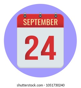 September 24. Vector flat daily calendar icon. Date and time, day, month 2018. Holiday. Season.