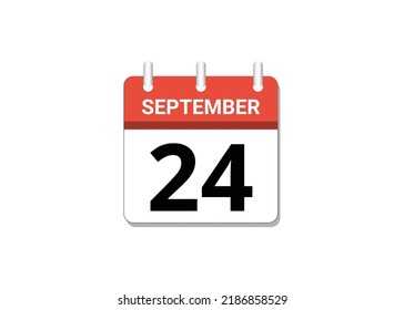 September, 24th calendar icon vector, concept of schedule, business and tasks
