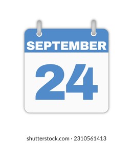 September 24th calendar leaf. September 24 calendar icon calendar page vector illustration