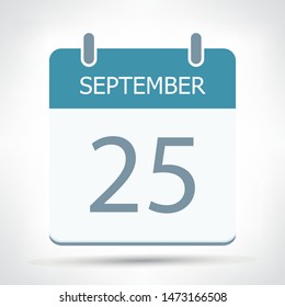September 25 - Calendar Icon - Calendar flat design template - Business vector illustration.