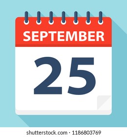 September 25 - Calendar Icon - Vector Illustration