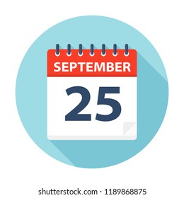 September 25 - Calendar Icon - Vector Illustration