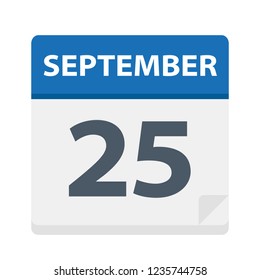 September 25 - Calendar Icon - Vector Illustration