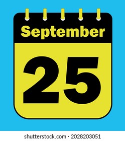 September 25 - Calendar Icon - Vector Illustration