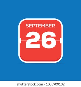 September 26 Calendar Flat Icon