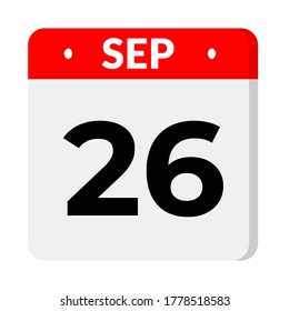 september 26 calendar icon with shadow