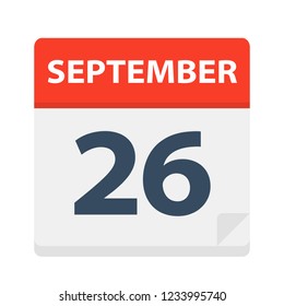 September 26 - Calendar Icon - Vector Illustration