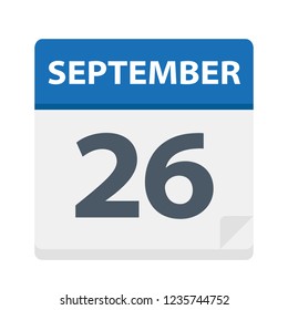 September 26 - Calendar Icon - Vector Illustration