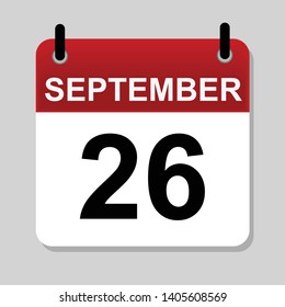 September 26 , calendar icon vector illustration 