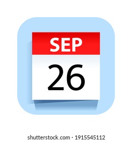 September 26. Calendar Icon. Vector Illustration.
