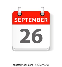 September 26 date visible on a page a day organizer calendar