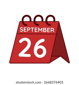 september 26 desk calendar vector on white background
Vector red calendar flat icon