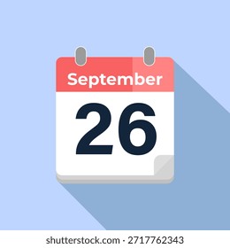 Calendario de Vector del 26 de septiembre
Calendario de Vector moderno de color plano con fecha
