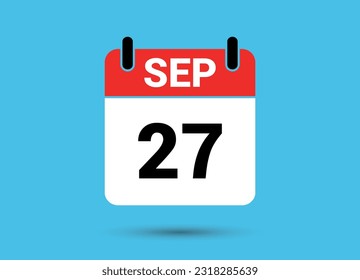 September 27 Calendar Date Flat Icon Day 27 Vector Illustration
