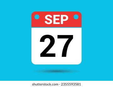 September 27 Calendar Date Flat Icon Day 27 Vector Illustration