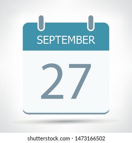 September 27 - Calendar Icon - Calendar flat design template - Business vector illustration.