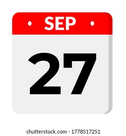 september 27 calendar icon with shadow