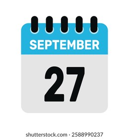 september 27 calendar icon Vector page month design illustration