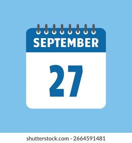 Septiembre 27 Calendario Icono Vector Página Mes Diseño