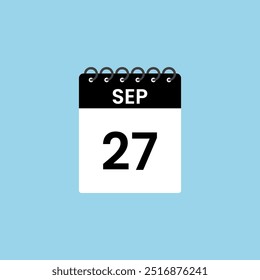 Recordatorio del calendario del 27 de septiembre. 27 de septiembre Fecha Mes Calendario icono de diseño Plantilla.