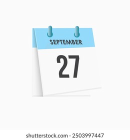 September 27 - calendar and Time planner. Daily Calendar Icon reminder. Vector Illustration.
