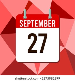 September 27, calendar vector illustration, isoleted on colorful monochromatic triangles background
