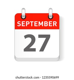 September 27 date visible on a page a day organizer calendar