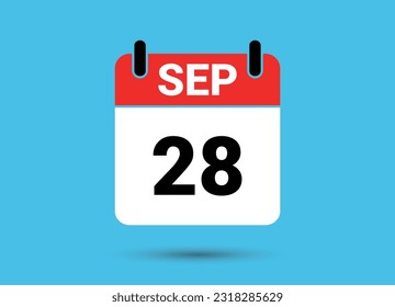 September 28 Calendar Date Flat Icon Day 28 Vector Illustration