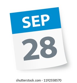 September 28 - Calendar Icon - Vector Illustration