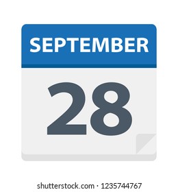 September 28 - Calendar Icon - Vector Illustration