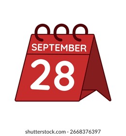 September 28 Schreibtisch Kalender Vektor auf weißem Hintergrund
Vektor roter Kalender, flaches Symbol