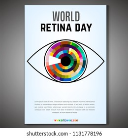 September 28 - world retina day. Vertical poster template. Editable vector illustration in bright colors. Medical and healthcare concept in modern style.