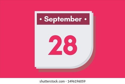 September 28th calendar icon. Day 28 of month. Vector illustration.