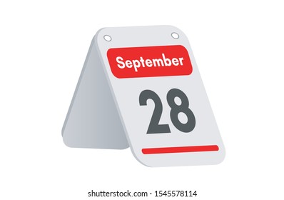 September 28th calendar icon. Day 28 of month. Vector illustration.