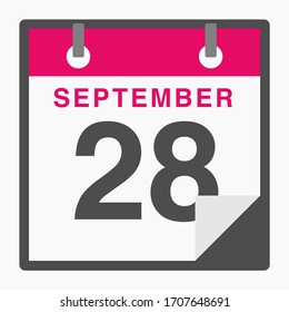 Icono plano 28 de septiembre aislado en fondo blanco. Ilustración del vector