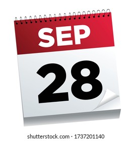 September 28th on a calendar page - illustrated. 