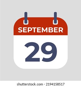 September 29.The best of Flat icon calendar isolated on gray background. illustration symbol template in trendy style. Can be used for many purposes.