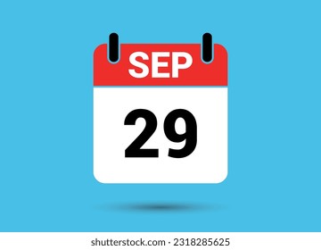 Septiembre 29 Fecha Calendario Icono plano Día 29 Ilustración vectorial