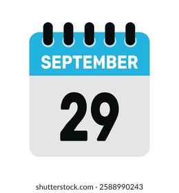 september 29 calendar icon Vector page month design illustration