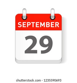 September 29 date visible on a page a day organizer calendar