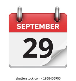 September 29 flat daily realistic calendar icon date vector image