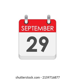 SEPTEMBER 29. A leaf of the flip calendar with the date of SEPTEMBER 29. Flat style.