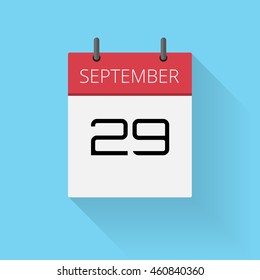 September 29Daily calendar icon, Date and time, day, month, Holiday, Flat designed Vector Illustration
