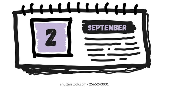 September 2nd: Calendar Day, Date, Month, Year, Schedule, Planning, Organization, Time Management, Reminder, Appointment