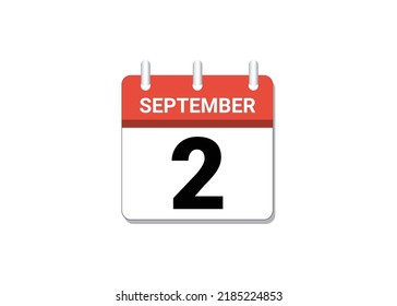 September, 2nd calendar icon vector, concept of schedule, business and tasks