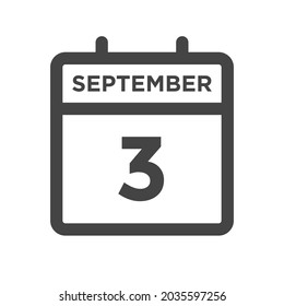 3 de septiembre Día natural o 3 Fecha de calendario para la fecha límite o la cita