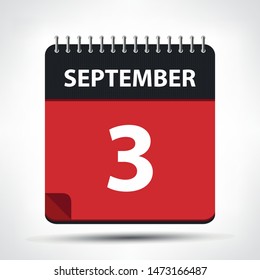 September 3 - Calendar Icon - Calendar design template - Business vector illustration.